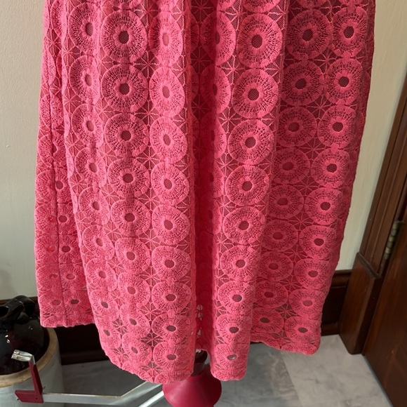 Banana Republic dress midi Sweet Peach Coral Eyelet circle pattern   EUC  Size 4 - Picture 5 of 11